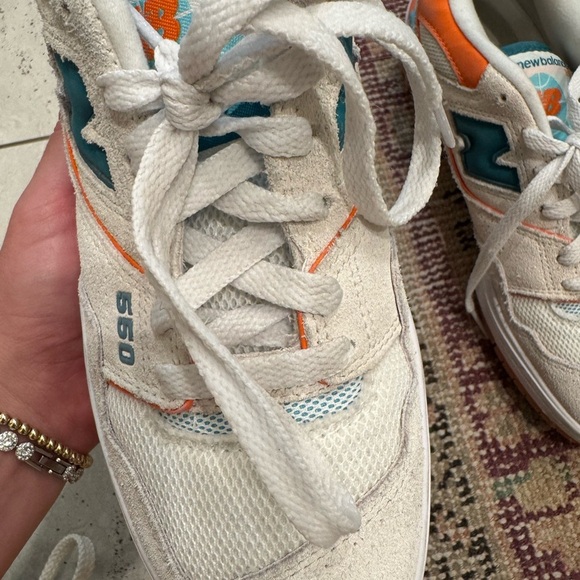 New Balance Wmns 550 'Sea Salt Verdigris' Women’s Tennis Shoes Orange Blue - Picture 3 of 7